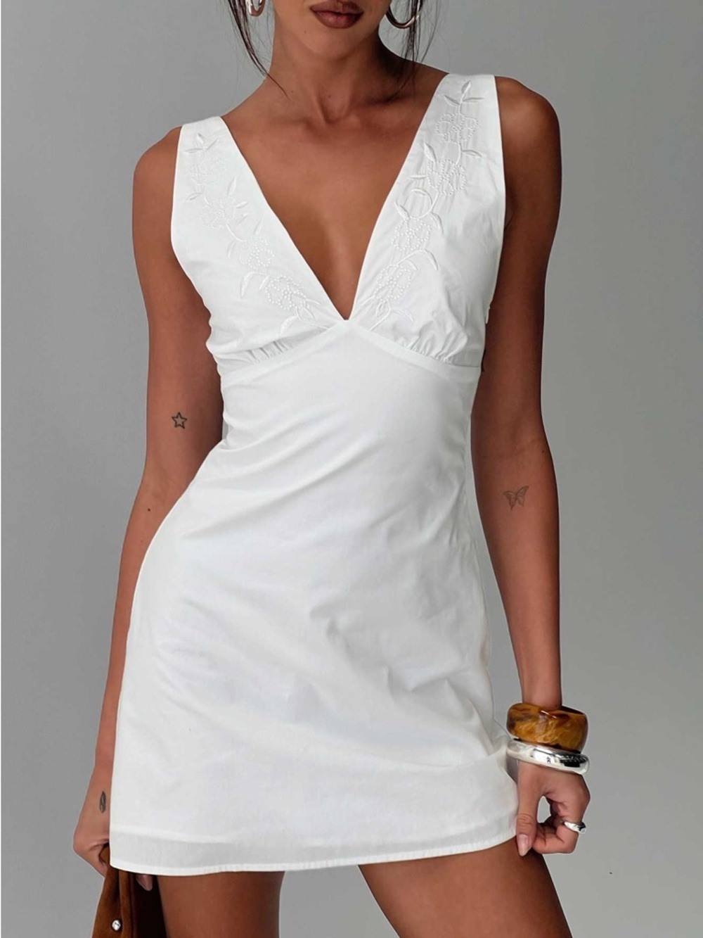 Princess Polly Florien Broderie Mini Dress in White